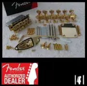 New Fender Stratocaster GOLD 2 3/16" Tremolo Hardware Set w Tuners for USA Strat