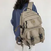 Buckle Strap Nylon Backpack Green - One Size