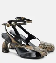 [Dries Van Noten] Dries Van Noten Snake-effect leather sandals AU 7.5 beige