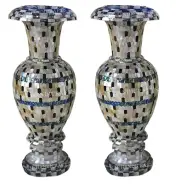 24" Marble Flower Vase, mother of pearl inlay, Home Decor Art & collectibles