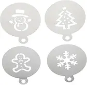 Cabilock 4Pcs Christmas Cake Stencils Creative Baking Templates for Cake Decorating Includes Gingerbread Man Snowflake Snowman Christmas Tree Designs for
