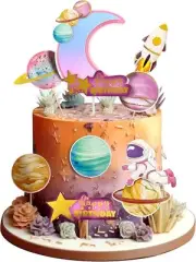 10 Pcs Space Cake Topper, Planet Astronaut Earth Cupcake Picks Space Theme Kids