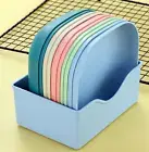 Plastic Colorful Snacks Plate with Stand (Set of 10 Pcs)