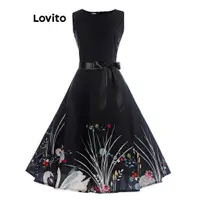 在飛比找蝦皮商城優惠-Lovito 女士休閒素色圖案連身裙 LCW02041