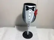 TOP SHELF “WEDDING TUXEDO” WINE GLASS New in Box Groom-Best Man-Usher