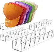 Lifewit 4 Pack Hat Organizer for Baseball Caps, Hat Storage Rack for 28 Ball Caps, Hats Stand Shelf for Trucker Hats and Golf Caps in Closet, Bedroom, Dresser, Clear
