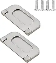 2 Pack Flush Pull Handle, Hidden Recessed Door Handle for Kitchen Cupboard Wardrobe Hatch Locker Sliding Doors (Silver, 74MM)