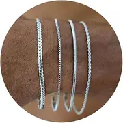 [MosFlor] Silver Bracelet for Men Women, Mens Bracelet Stainless Steel Bracelet Stack Cuban Link Bracelet Silver Chain Bracelet Sets Mens Bracelet Pack Silver Jewelry Custom Bracelets for Men Teen Boys