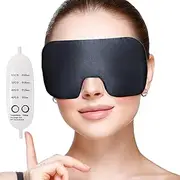 Real silk heated eye mask moist for Dry Eyes warm compress for sleep reuse eye mask light and soft (Black)