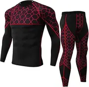 [Abigprofit] Men's Running Set 2pcs/Sets Sportswear Compression Sports Suit Running Sport Workout Tights 1 S
