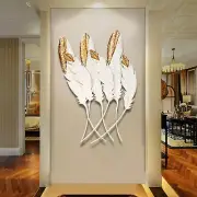 Light luxury three-dimensional iron wall hanging feather decoration