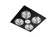 Sunair 3-in-1 4 Globe Bathroom 30cm Heater Exhaust Fan w 8W LED Downlight Black