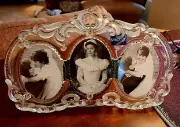 NEW Mikasa Princess Triple Oval Standing Picture Frame Clear Glass Crystal