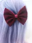 Burgundy Fabric Medium Hair Bow - Deep Red Solid Colour Hair Clip