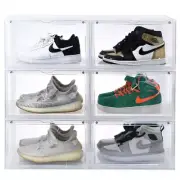 6pcs Magnetic Shoe Storage Box Clear Stackable Sneaker Organizer Container