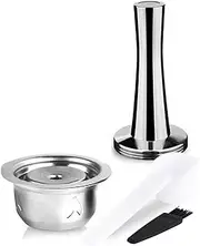 Daseeme Stainless Steel Capsule Reusable Capsule Pods Set with Powder Tamper & Spoon & Brush Replacement for NESPRESSO Vertuoline GCA1 Delonghi ENV135 ENV150 and VertuoPlus BNV450WHT1BUC1