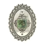 Andy Cadman Navajo Handmade Sterling Silver Large Concho Ring Blue Boy Variscite