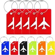 Keadic 5Pcs Silicone Luggage Tag Holders with Name ID Card, Baggage Handbag School Bag Suitcase Instrument Tag Label for Travel Luggage Identifier (Red)