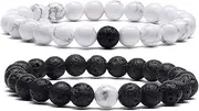 [MengPa] Mens Beaded Bracelets Matte Lava Rock Volcanic Stone Beads for Women Stretch Bracelet Fashion Jewelry