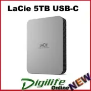 LaCie Mobile Drive v2 5TB USB-C External Portable Hard Drive, Moon Silver