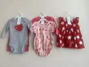 New Baby Girl Clothes Bundle 0-3 Months, 3 Outfits