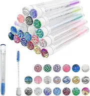 20-Piece Disposable Mascara Wand Set - Diamond Eyelash Brushes, Lash Wand Tubes, Spoolies with Empty Tube - Makeup Tool, Eyebrow Applicator Supplies (Mixed Color)
