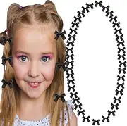 [NiceYnn] 40pcs Mini Bow Hair Clips Cute Tiny Satin Alligator Clips Non Slip Barrettes Twist Tie Silky Hair Clips Sweet Hair Ribbon Bowknot Clips Hair Accessories for Women Girls Teens Kids Black