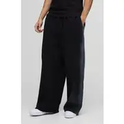 Mens Charcoal Wide Leg Washed Seam Joggers