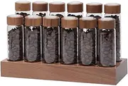 ABDULWEN 12 Pcs Single Capacity Coffee Bean Storage Tube Tray, Coffee Bean Container,Coffee Containers with Shelf Coffee Bean Dispenser