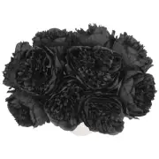 Artificial Flower Heads, Silk Peony Plants Hydrangea Black Faux Flowers 10Pcs