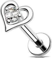 [Melighting] CZ Flat Back Earring Stainless Steel Helix Earring Internally Threaded Lip Stud CZLabret Earring Cartilage Piercing Jewellery