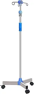 Portable IV Pole w/Wheels & 4 Hook Stainless Steel IV Stand Adjustable Height IV Bag Stand Vertical Infusion Stand for Hospital or Home Care