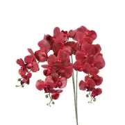 3Pcs 41" 9 Heads Artificial Orchid Stems Faux Phalaenopsis, Burgundy