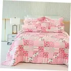Floral Bedspread with 2 Pillow Shams-Queen Size,Patchwork Queen(92"x96") Pink