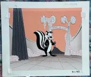Pepe Le Pew Original Color Model Cel On Original Hand Painted Background