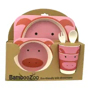 BambooZoo Dinner Set 5 Piece Eco-Friendly Kids Pig, Eleganter J012-1