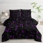 Geometric Violet Black Triangle Full Size Comforter Set,Light Honeycomb Beddi...