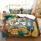 Jungle Animal Doona Duvet Cover Sloth Leopard Bedding Set Pilowcase Double