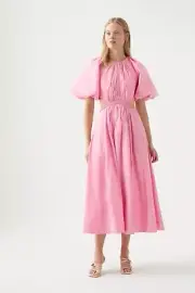 BNWT AJE PINK CAPUCINE PUFF SLEEVE MIDI DRESS - SIZE 6 AU/2 US (RRP $575)