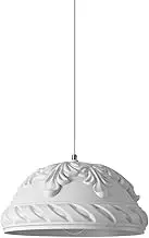 CJLWSLCO Hand Painted Pendant Light White Resin Pendant Light Semi-Round Bedroom Study Hanging Lamp Living Room Hotel Chandeliers Clothing Store Lighting Fixture E27 Base Ceiling Light Fixture