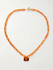 [Jennifer Behr] Jennifer Behr - Salerno Gold-plated, Carnelian And Crystal Necklace - Red - One size One size Red
