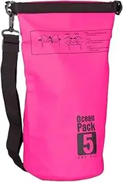 EZONEDEAL 5L Outdoor Swimming Waterproof Bag Camping Rafting Storage Dry Bag for Kayaking/Swimming/Hiking/Fishing/Beach with Adjustable Strap Hook, Moisture-Proof Storage Quarantine Bag (Pink, 5L)