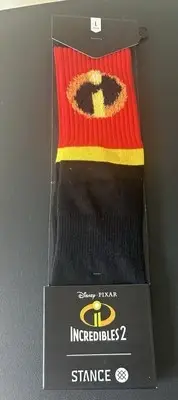 STANCE Boy's L 2-5.5 Youth Incredibles 2 Disney Pixar Crew Socks Red and Black