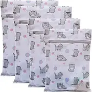 Xducom Mesh Laundry Bags,Set of 4 Delicate Laundry Bag for Washing Machine,Clothing Washing Bags with cat Prints,Garment Bags for Laundry,Lingerie Bag,Travel Storage Organize Bag (CAT)
