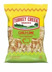 Turkey Creek Fried Pork Skins Rinds Chicharrones Chili-Lime 2.0 oz (12-Bags)