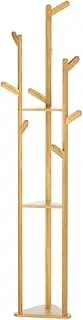 Artiss Clothes Rack Coat Stand 3-Tier 9 Hooks Tree Garment Hanger Shelf Bamboo