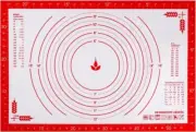 Silicone Pastry Mat with Dimensions & Non-slip Texture, Red Pattern, 24" x 16"