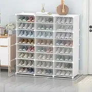 AUKO Portable Shoe Storage Plastic Cube Storage Tower Shelves for Storage Shoe Cabinet Shoe Rack (White 3 Column 8 Row)