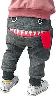[LOTUCY] Toddler Boys Girls Cartoon Monster Thick Pants Cute Shark Sweatpants Cotton Harem Trousers Kids Baby Spring Autumn Pants