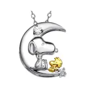 Peanuts SNOOPY 70th Anniversary Limited Silver Diamond Necklace MOON New JPN